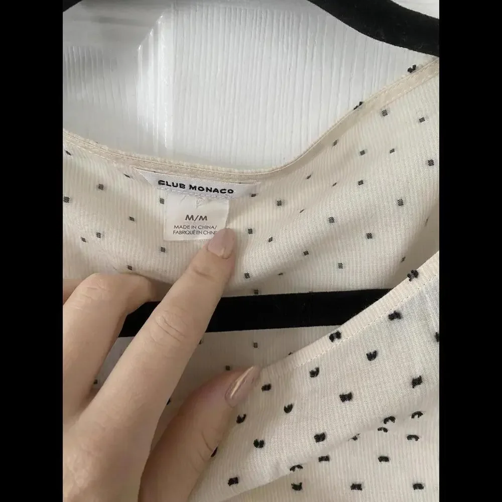 Club Monaco - tiered flare-sleeve polka dot shirt, size M - Picture 3 of 4